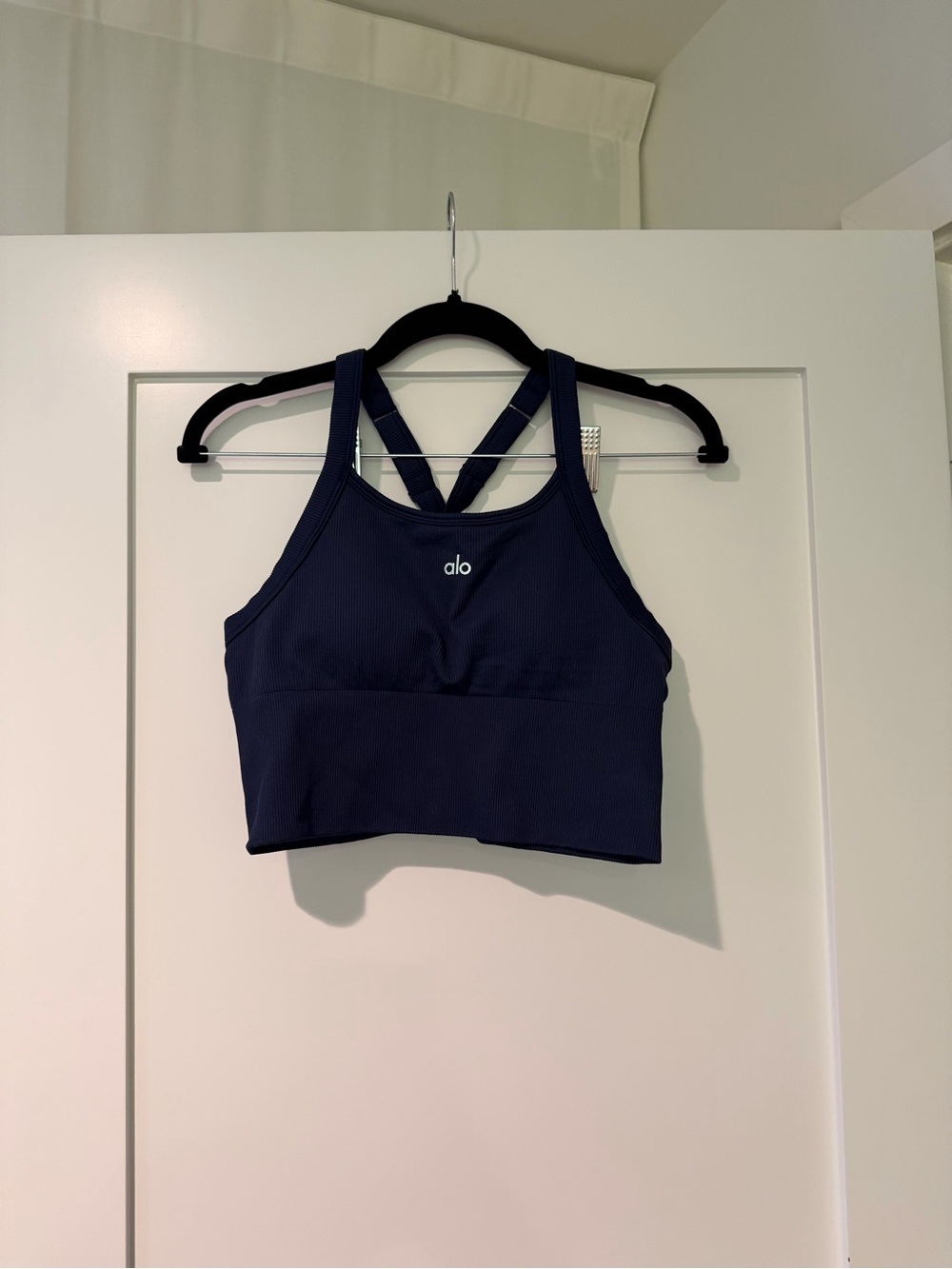 ALO Yoga Navy Crossback Ribbed Sports Bra